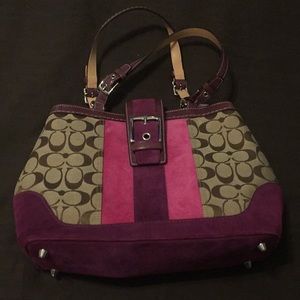 Coach signature and suede purse